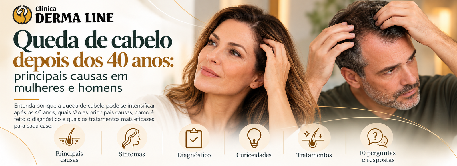 Principais causas da queda de cabelo depois dos 40 anos em mulheres e homens